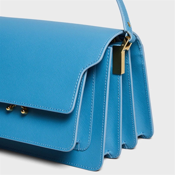 Marni Saffiano Medium Trunk Bag, Aqua Blue